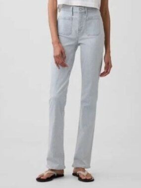 Gap Mid Rise Universal Stripe Baby Boot Jeans 30 Long | Blue railroad stripe